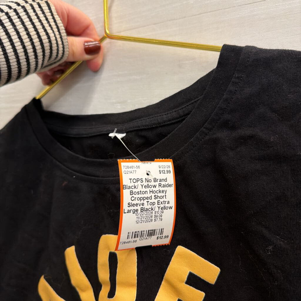 Black/ Yellow Raider Boston Hockey Cropped Short Sleeve Top Extra Large