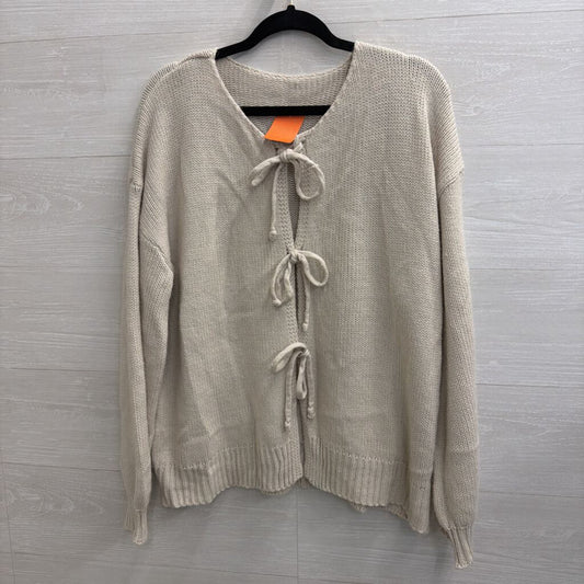 Beige Knit Tie Front Sweater Top Medium