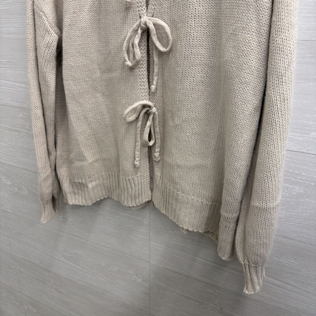 Beige Knit Tie Front Sweater Top Medium