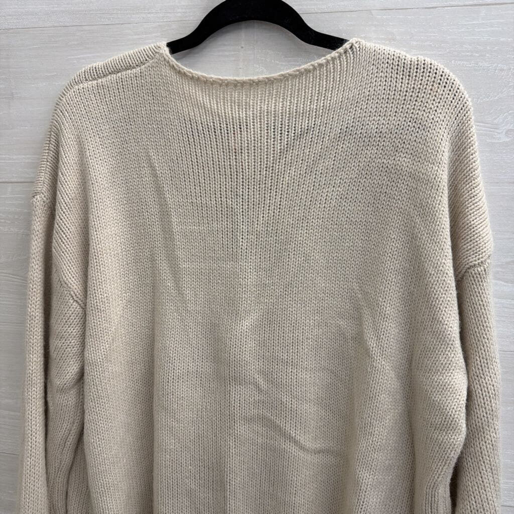 Beige Knit Tie Front Sweater Top Medium
