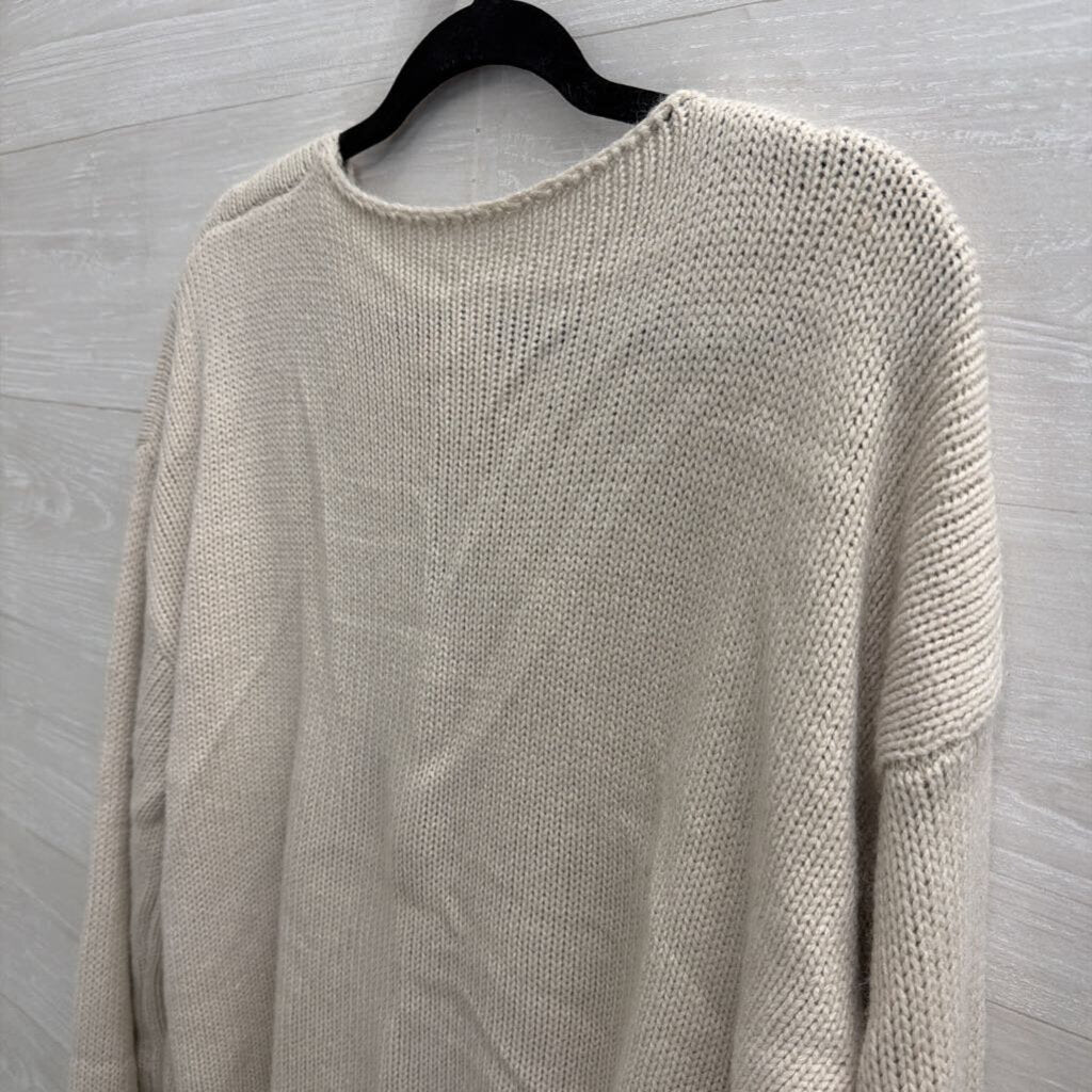 Beige Knit Tie Front Sweater Top Medium