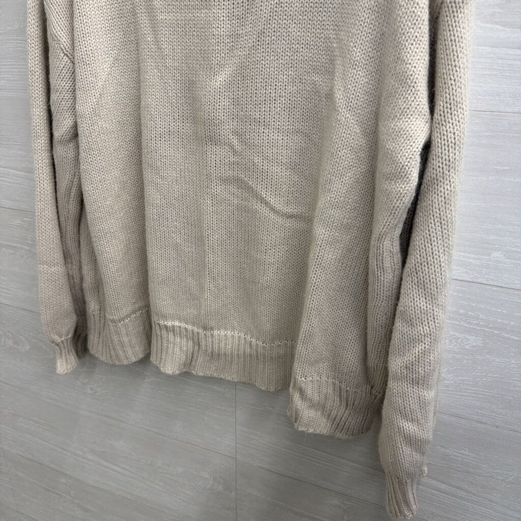 Beige Knit Tie Front Sweater Top Medium