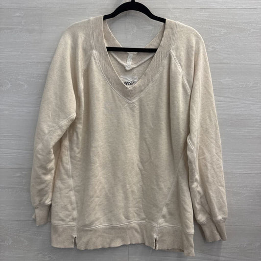Aerie Beige V Neck Long Sleeve Slouchy Oversized Pullover Extra Small