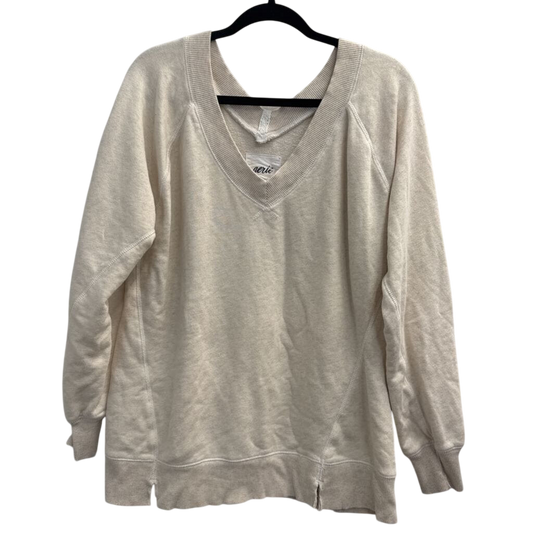 Aerie Beige V Neck Long Sleeve Slouchy Oversized Pullover Extra Small