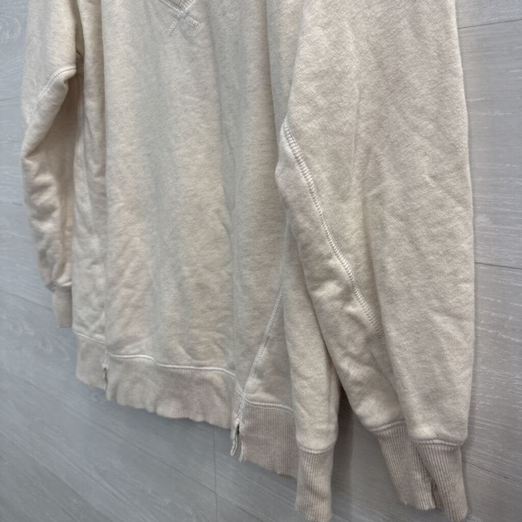 Aerie Beige V Neck Long Sleeve Slouchy Oversized Pullover Extra Small