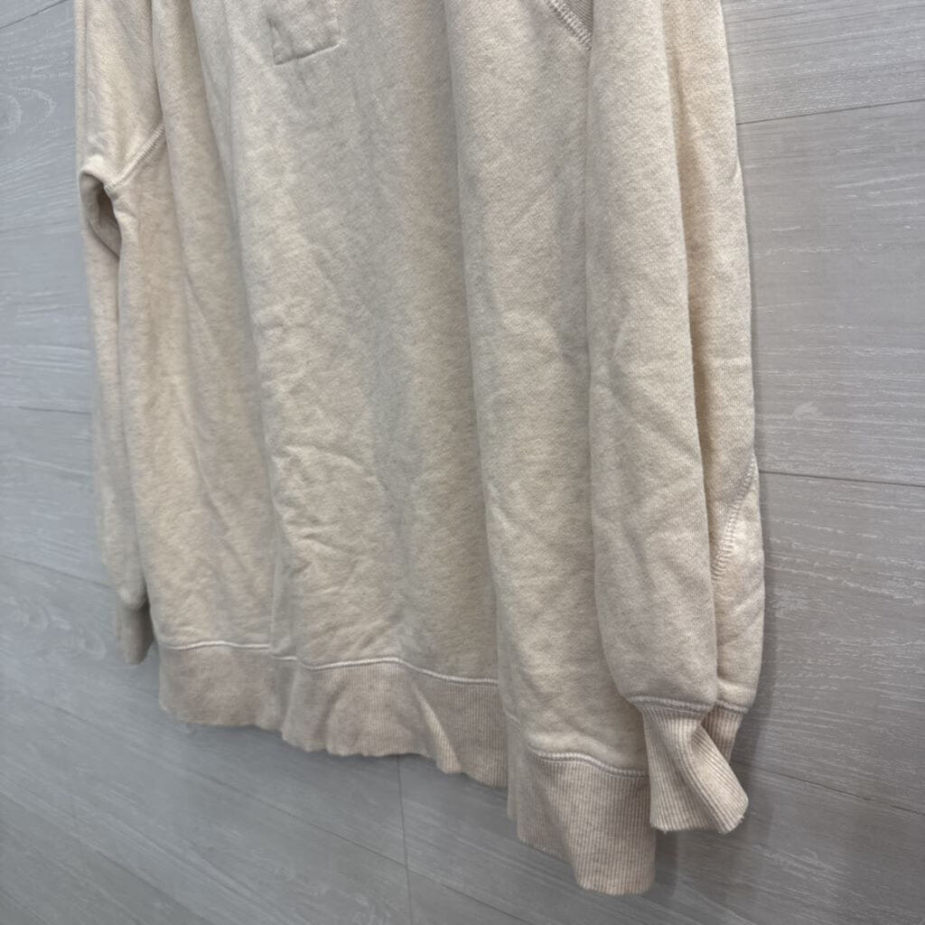 Aerie Beige V Neck Long Sleeve Slouchy Oversized Pullover Extra Small