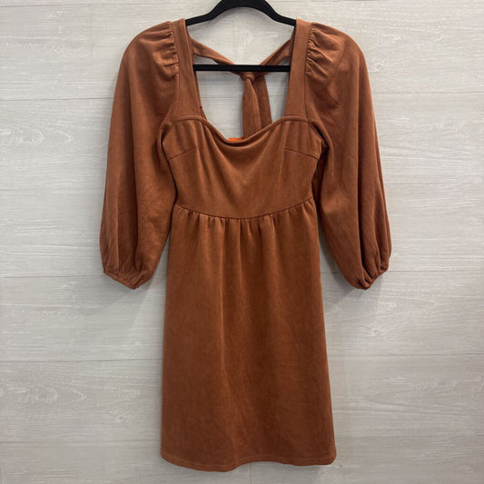 Flying Tomato Burnt Orange Soft Suede Long Puff Sleeve Dress Small