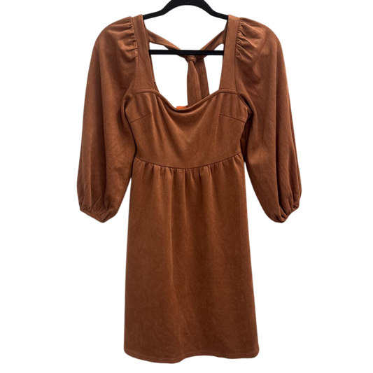 Flying Tomato Burnt Orange Soft Suede Long Puff Sleeve Dress Small