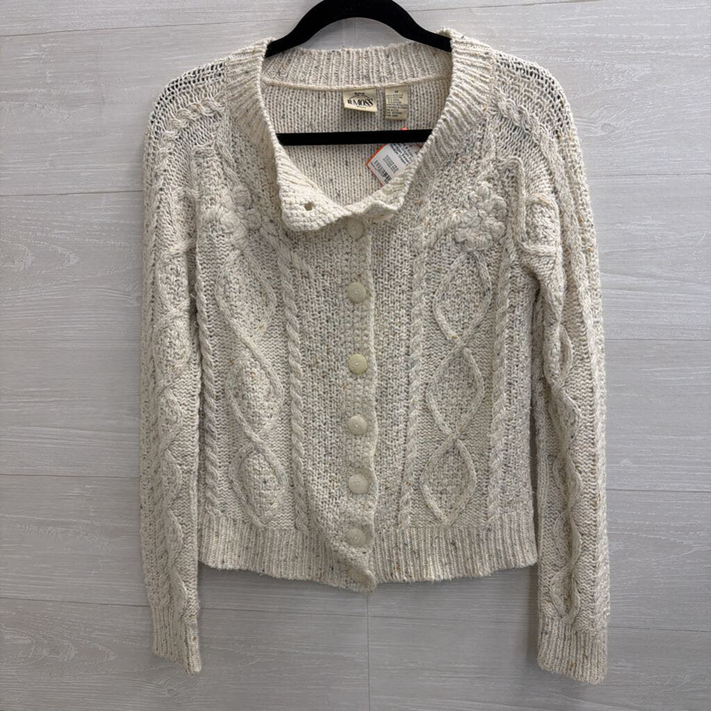 B Moss Cream Knit Cardigan Sweater Medium