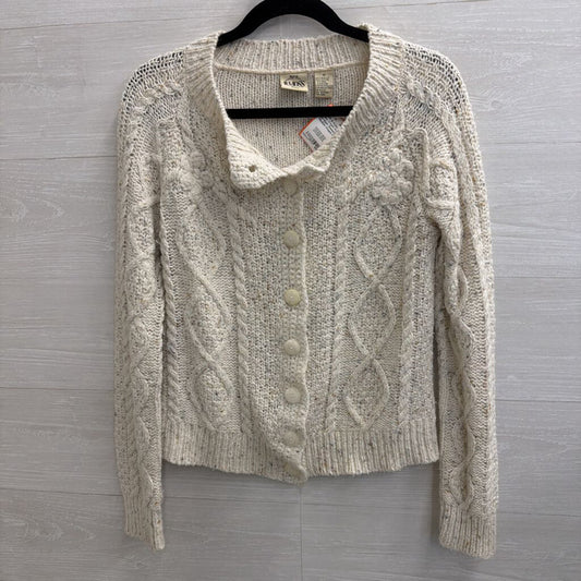 B Moss Cream Knit Cardigan Sweater Medium