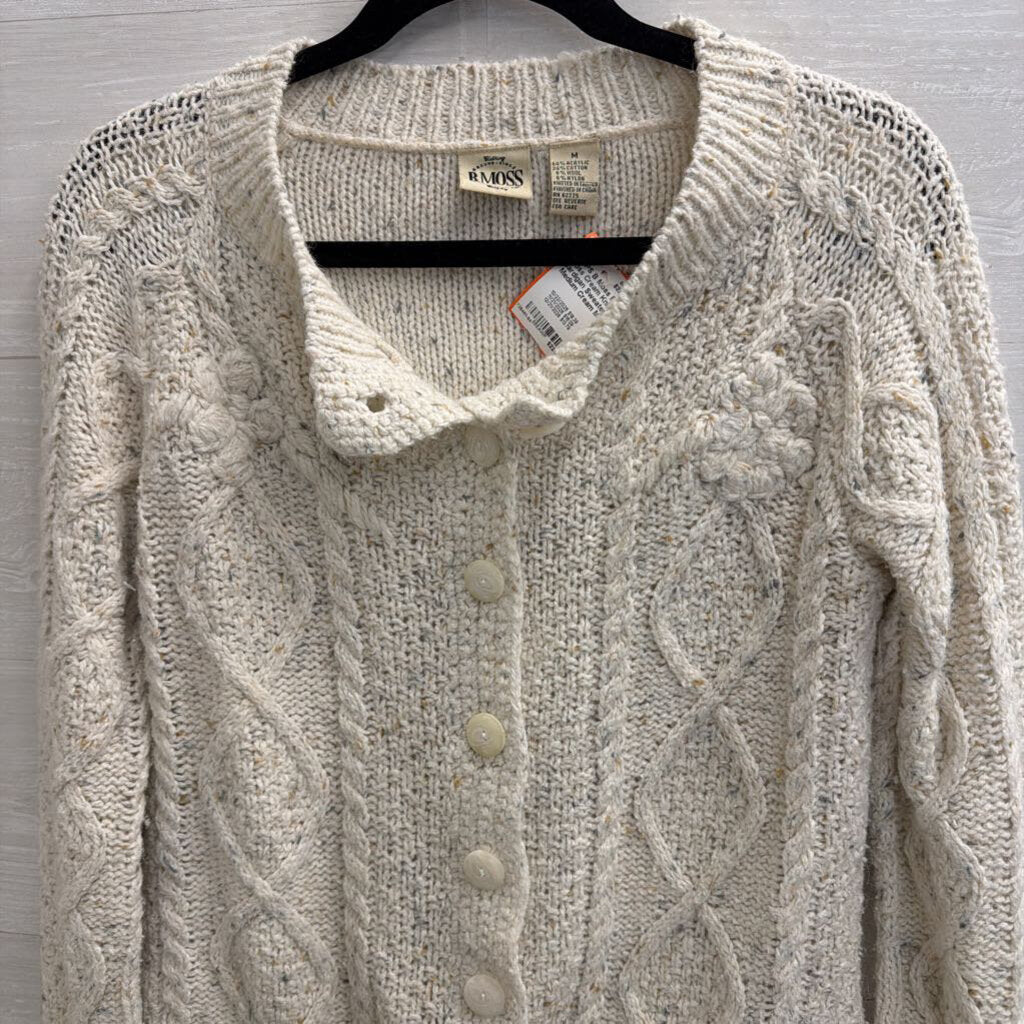B Moss Cream Knit Cardigan Sweater Medium