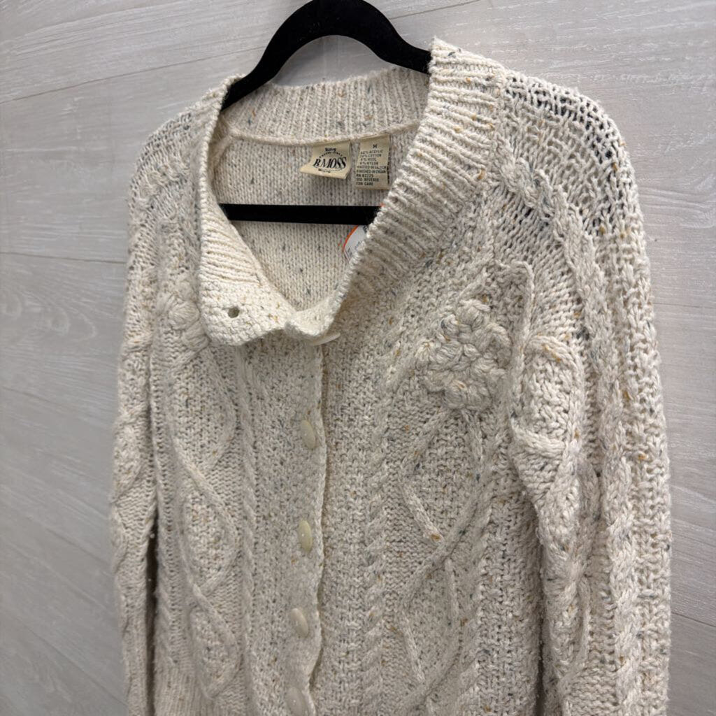 B Moss Cream Knit Cardigan Sweater Medium