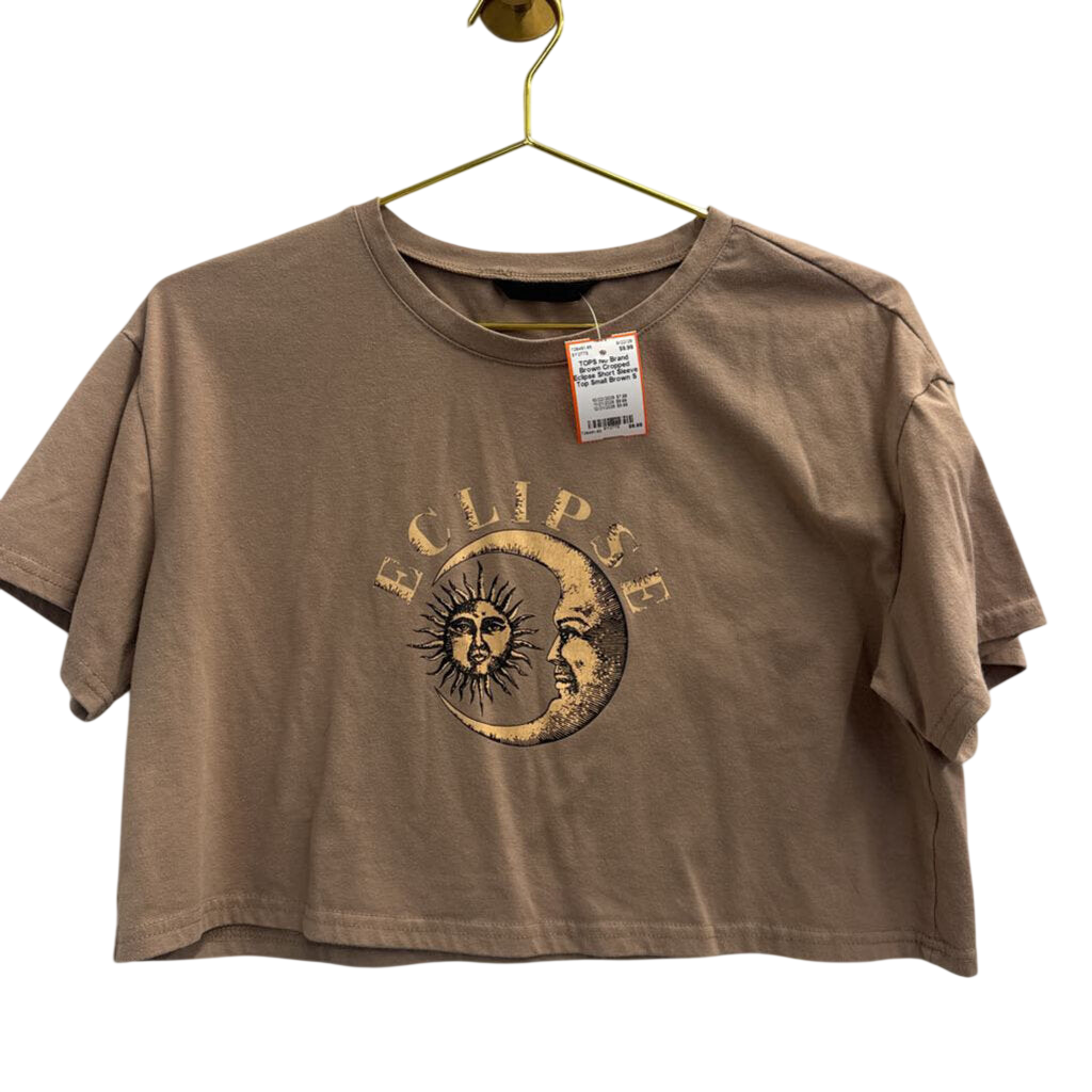 Brown Cropped Eclipse Short Sleeve Top Small