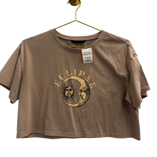 Brown Cropped Eclipse Short Sleeve Top Small