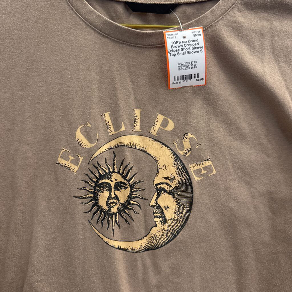 Brown Cropped Eclipse Short Sleeve Top Small