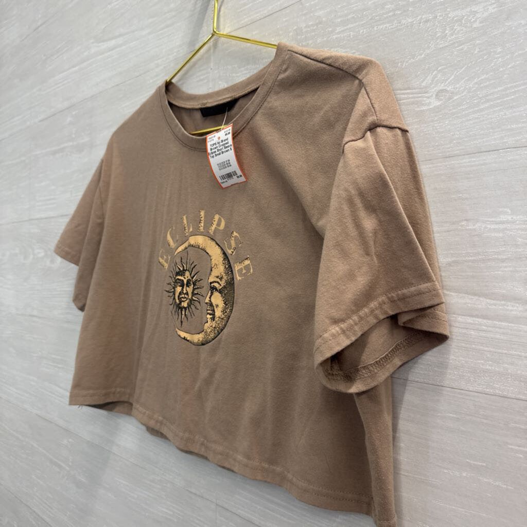 Brown Cropped Eclipse Short Sleeve Top Small