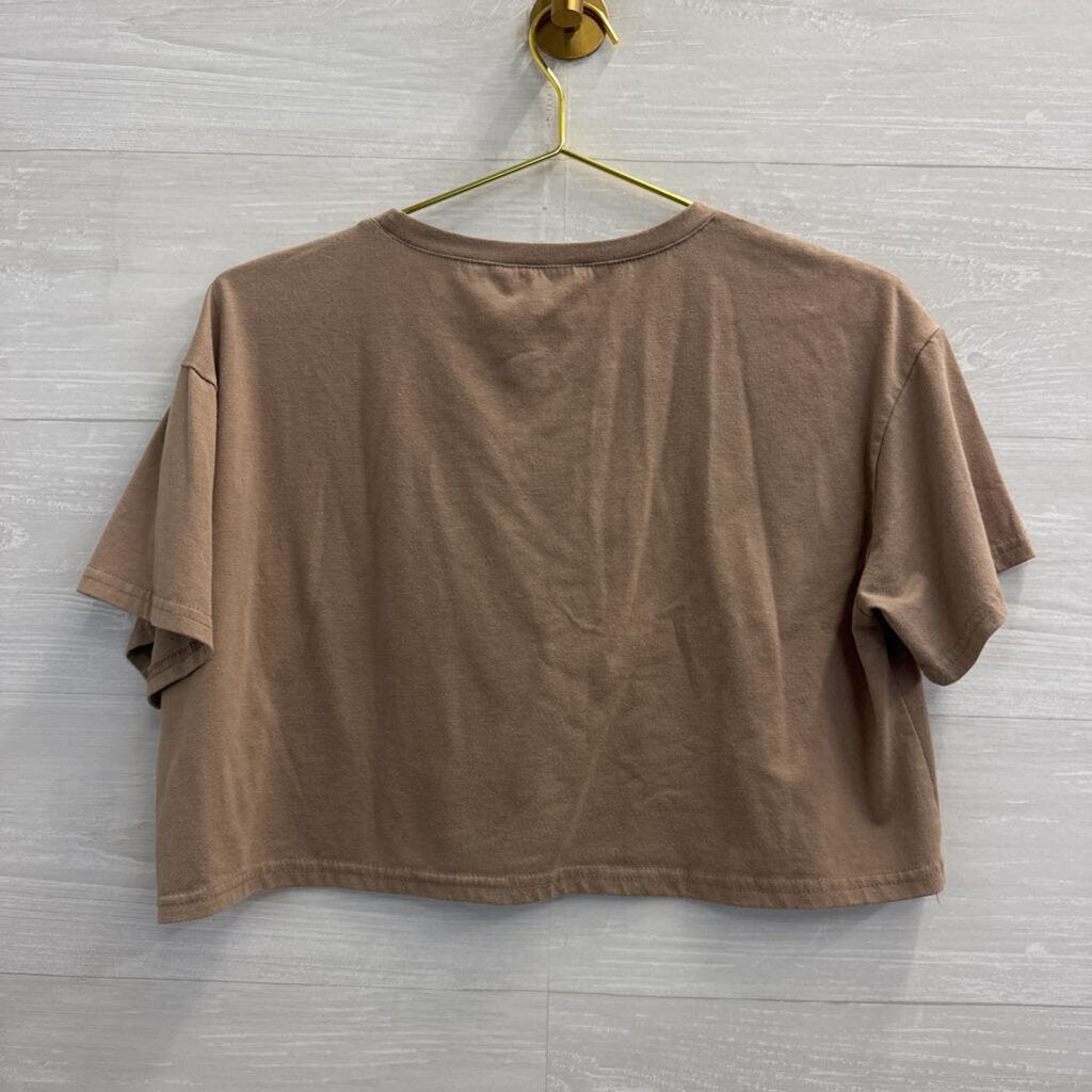 Brown Cropped Eclipse Short Sleeve Top Small