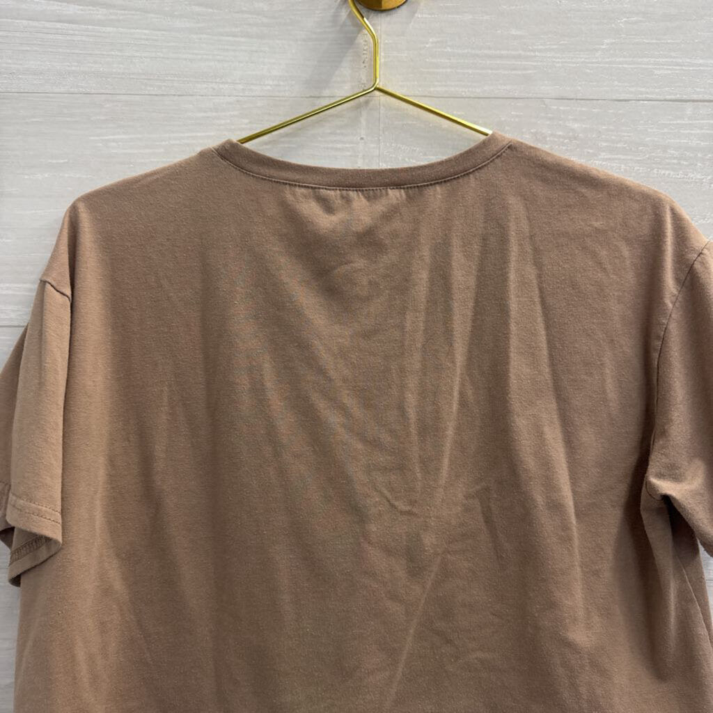 Brown Cropped Eclipse Short Sleeve Top Small
