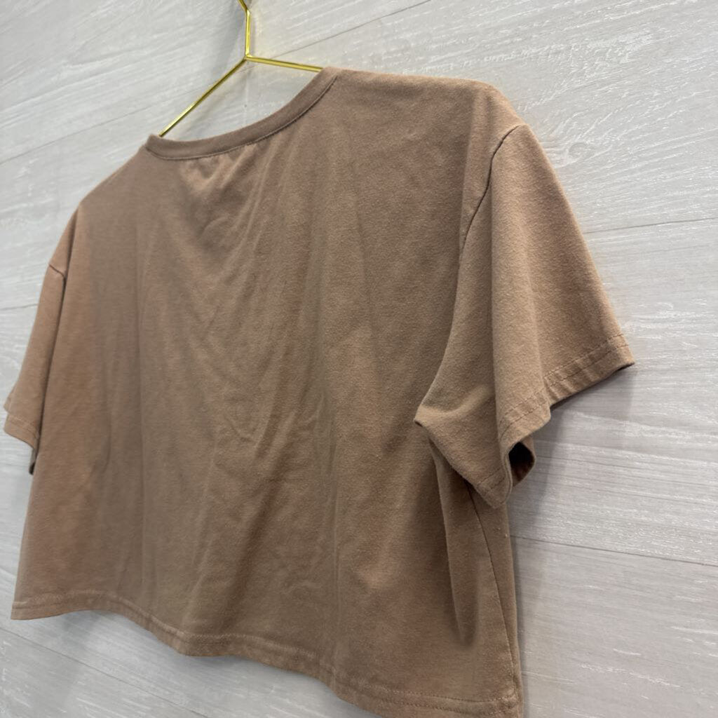 Brown Cropped Eclipse Short Sleeve Top Small