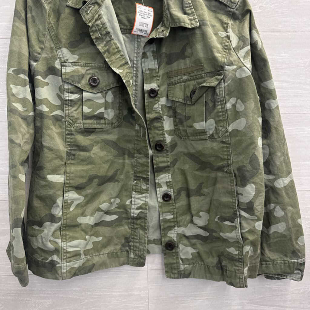 Gap Green Camo Print Shacket Large
