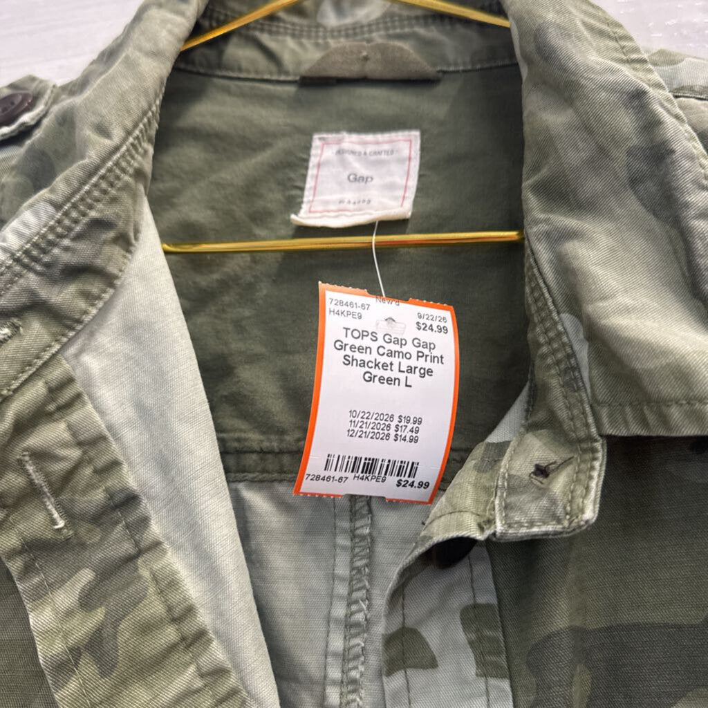 Gap Green Camo Print Shacket Large