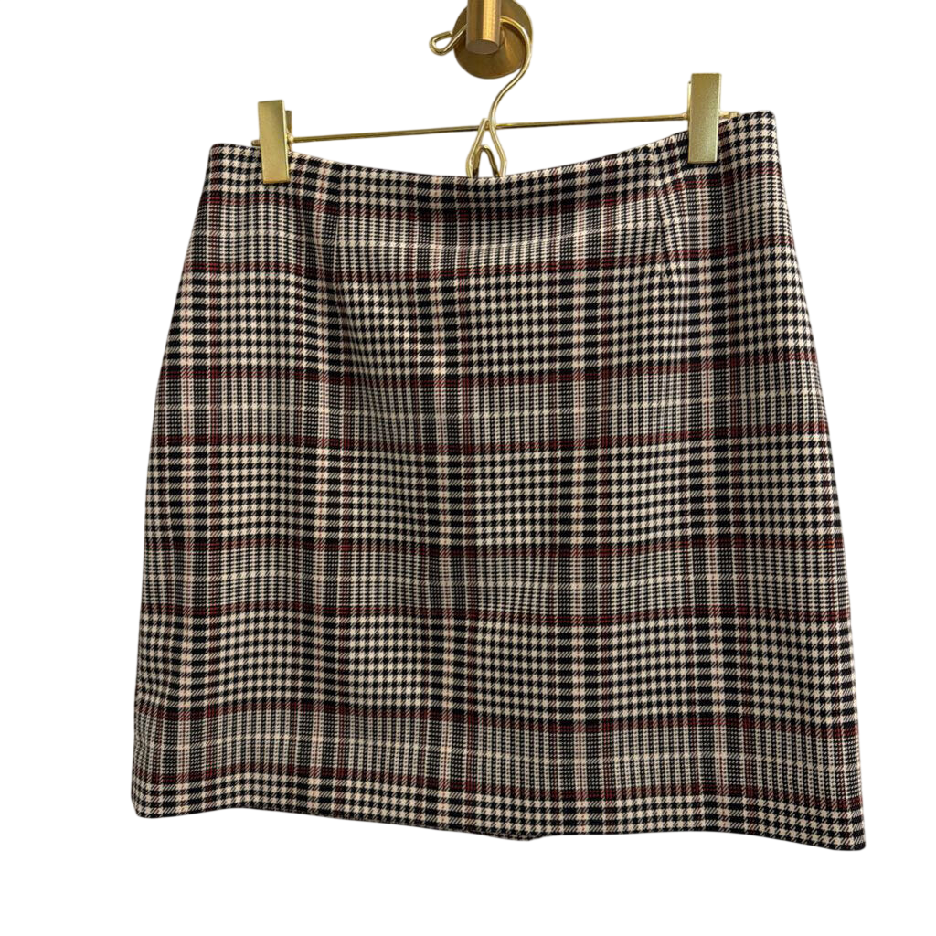 Cream/ Black Plaid Mini Skirt 6
