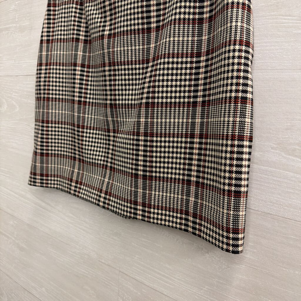 Cream/ Black Plaid Mini Skirt 6