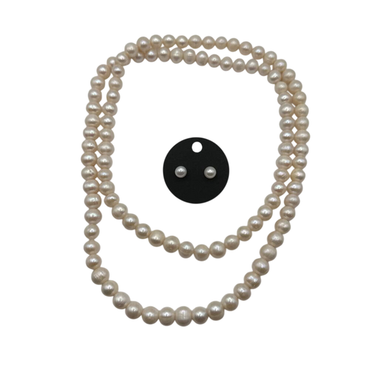 R.H. Macy & Co Freshwater Pearl Strand and Stud Earrings Set