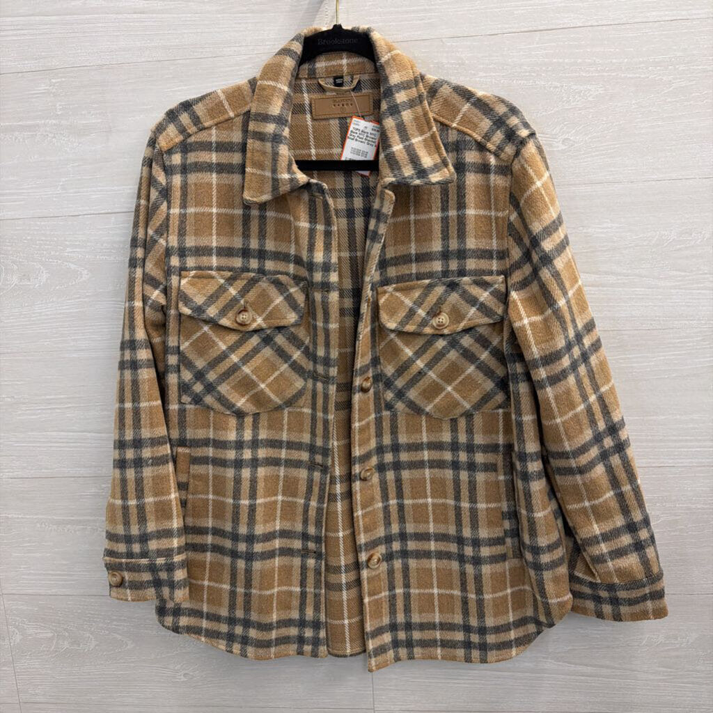 Blank NYC Brown/ Grey Plaid Shacket Small