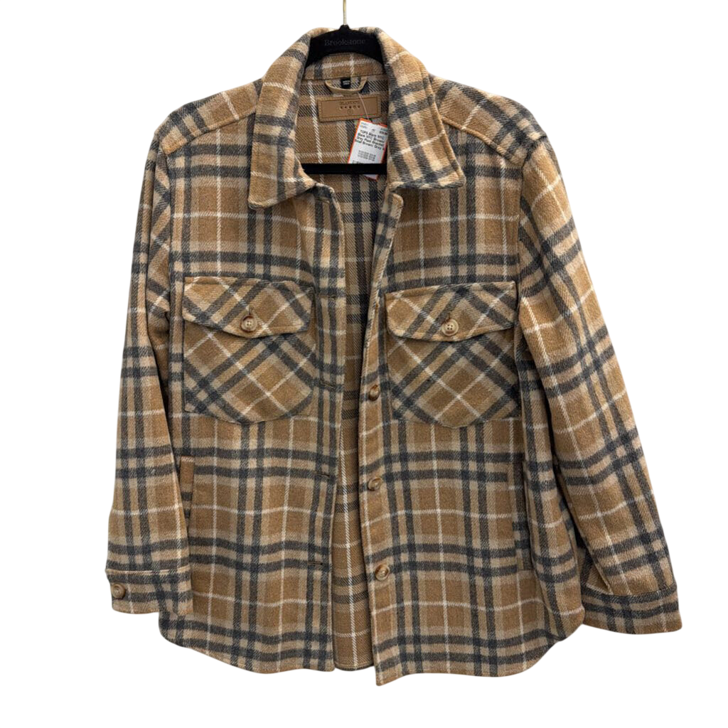Blank NYC Brown/ Grey Plaid Shacket Small