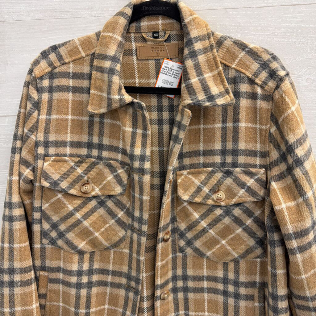Blank NYC Brown/ Grey Plaid Shacket Small