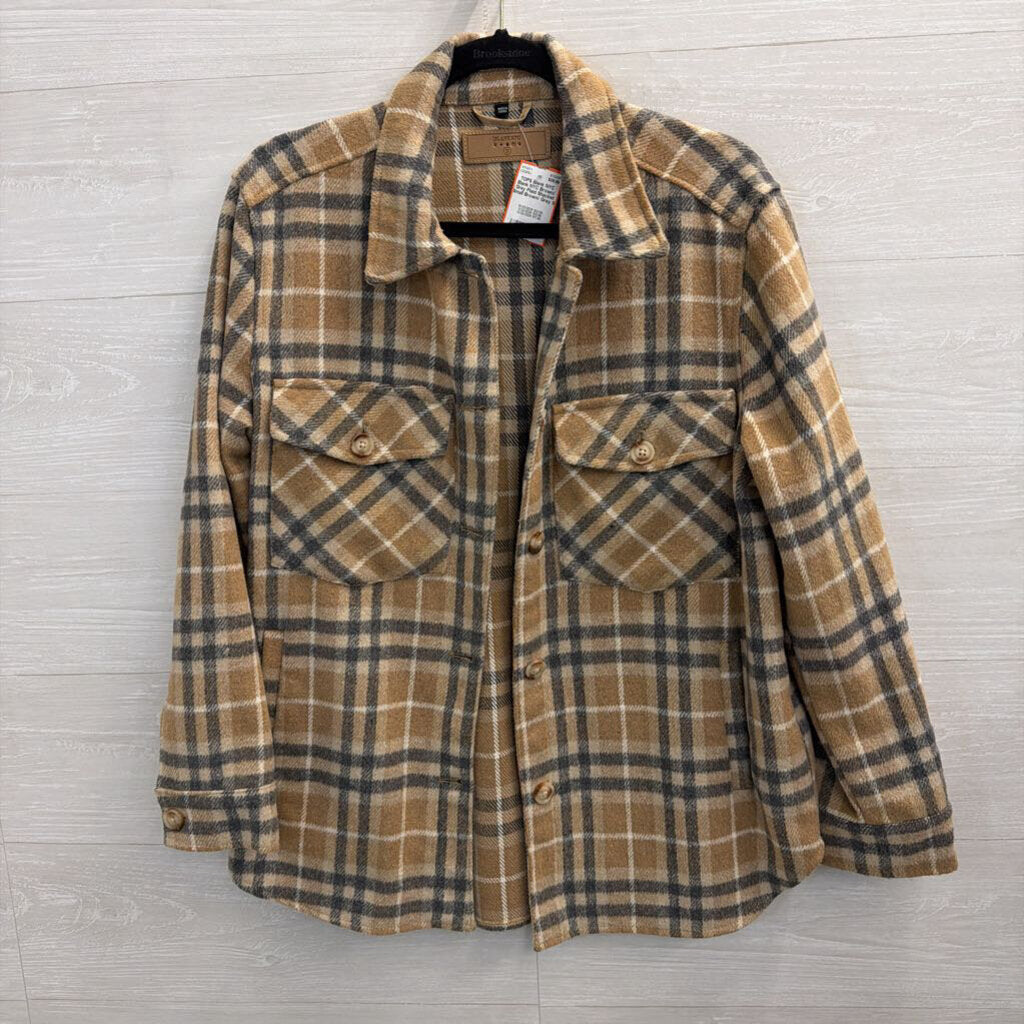 Blank NYC Brown/ Grey Plaid Shacket Small