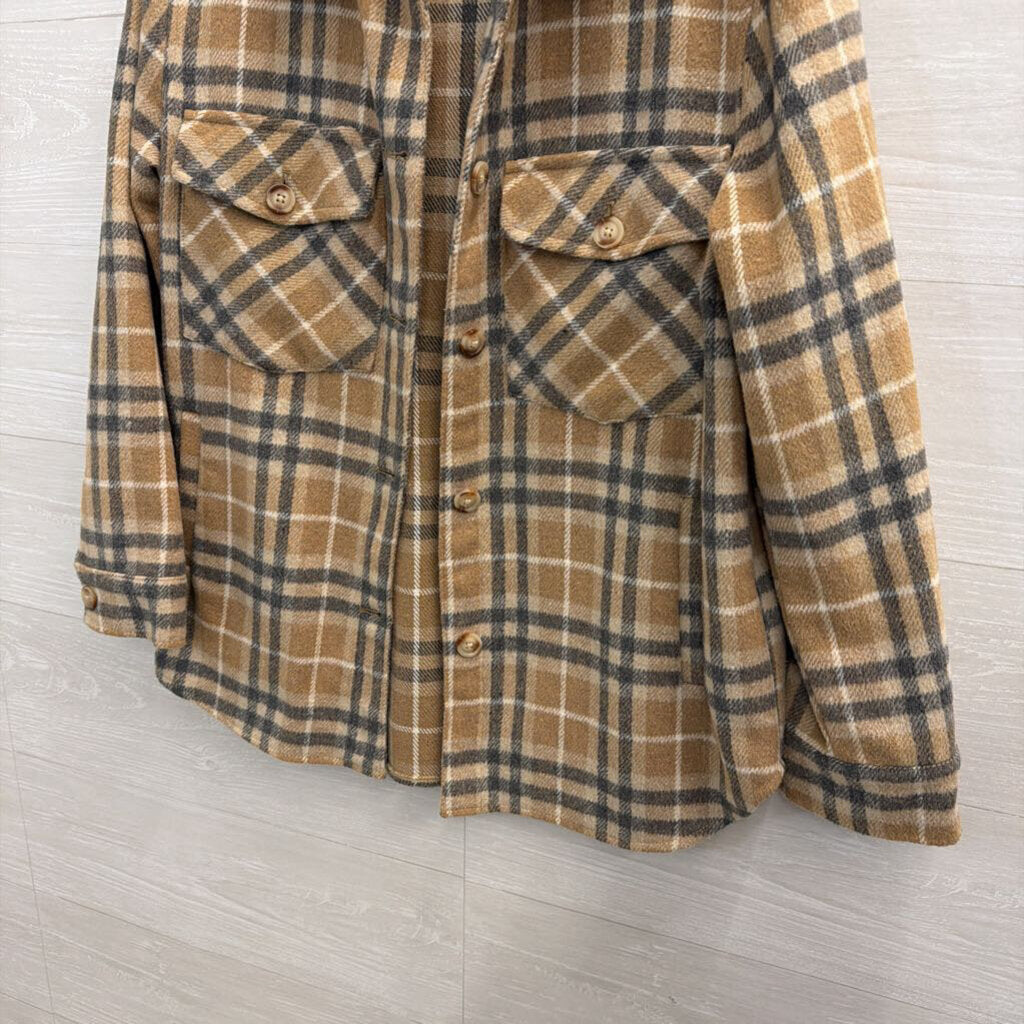 Blank NYC Brown/ Grey Plaid Shacket Small