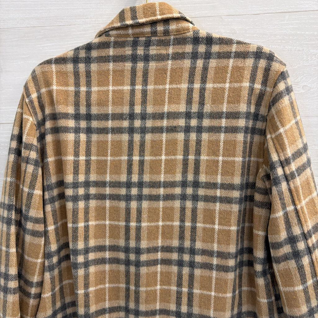 Blank NYC Brown/ Grey Plaid Shacket Small