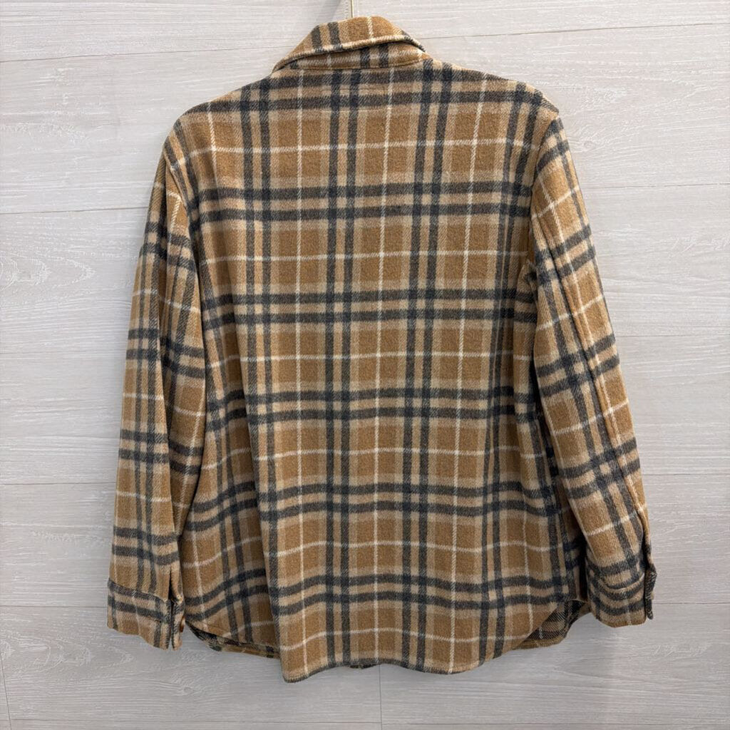 Blank NYC Brown/ Grey Plaid Shacket Small