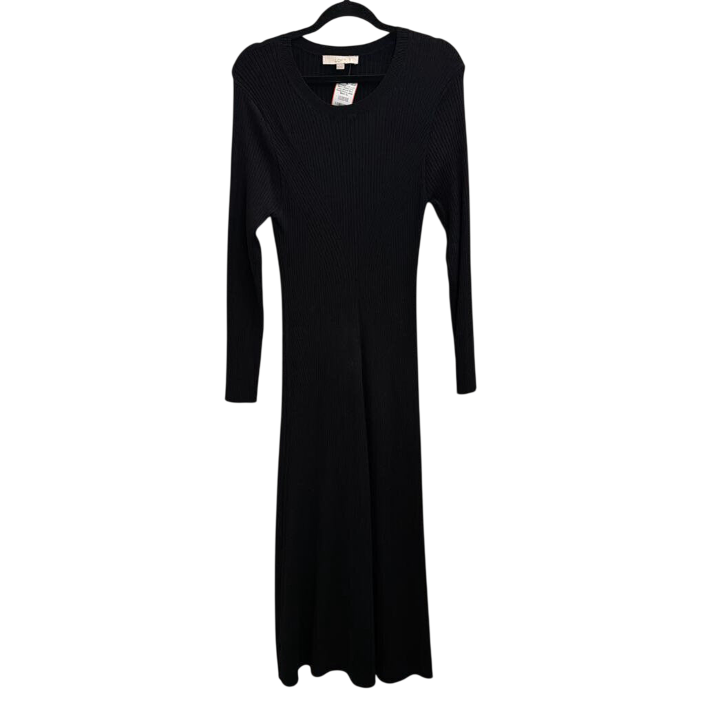 Loft Black Ribbed Knit Long Sleeve Maxi Dress Extra Large