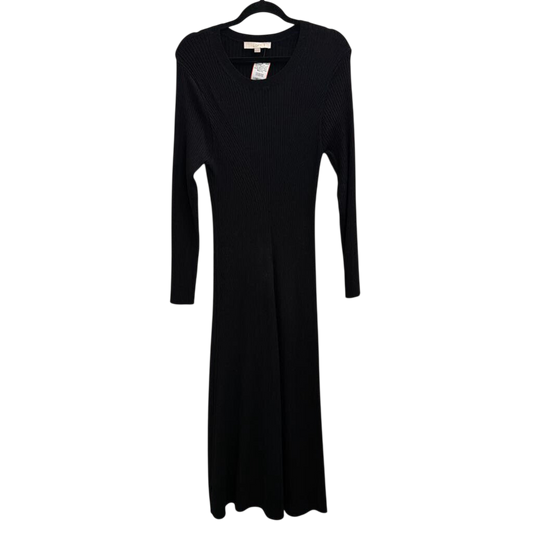 Loft Black Ribbed Knit Long Sleeve Maxi Dress Extra Large