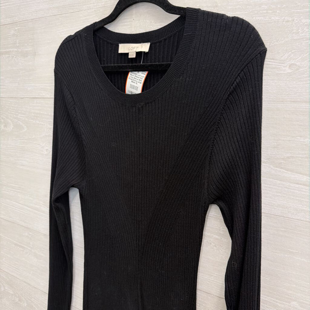Loft Black Ribbed Knit Long Sleeve Maxi Dress Extra Large