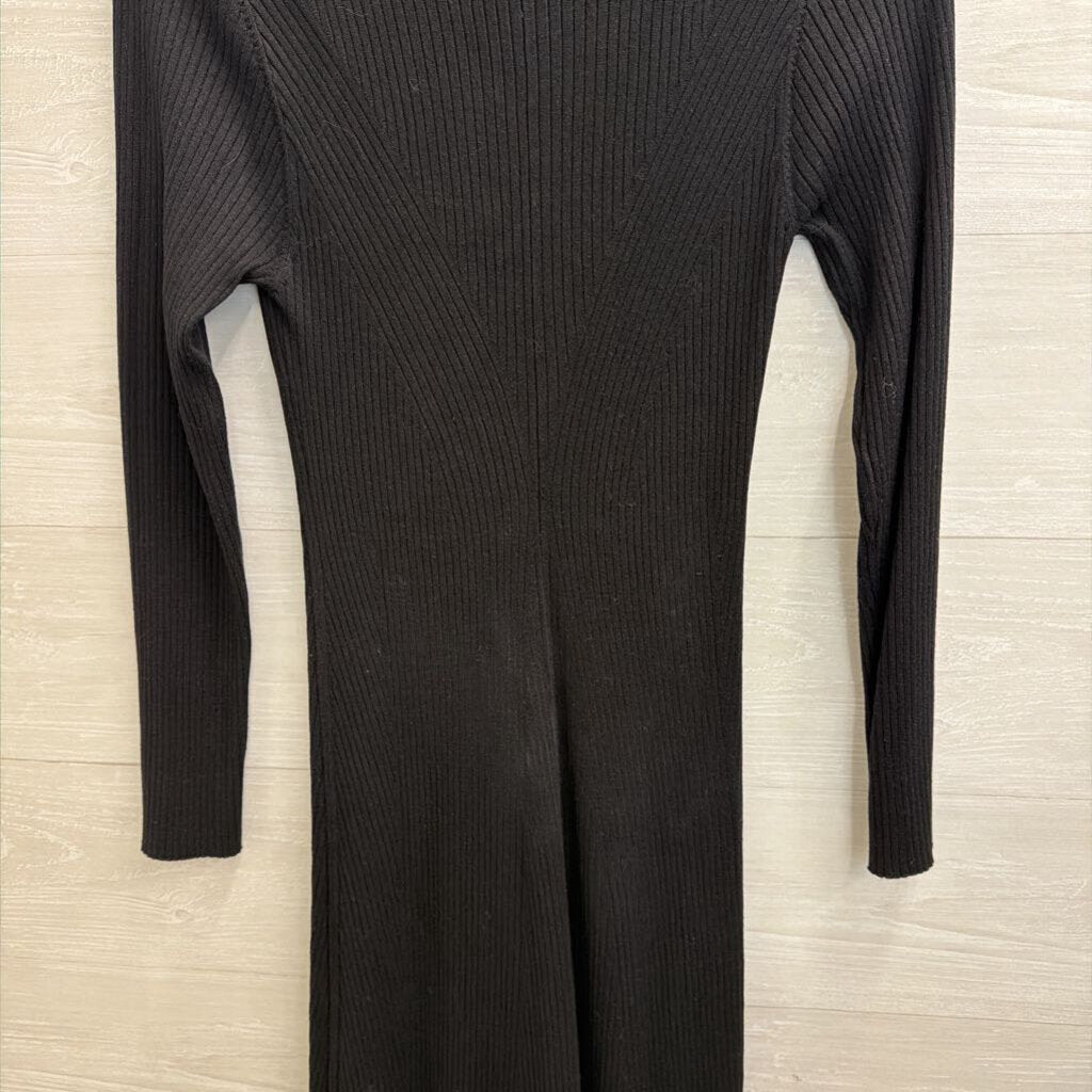 Loft Black Ribbed Knit Long Sleeve Maxi Dress Extra Large