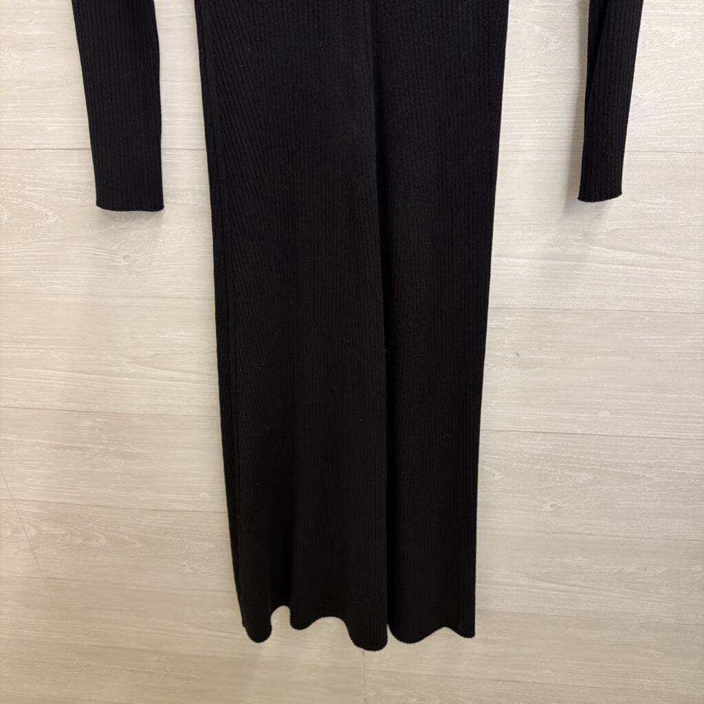 Loft Black Ribbed Knit Long Sleeve Maxi Dress Extra Large