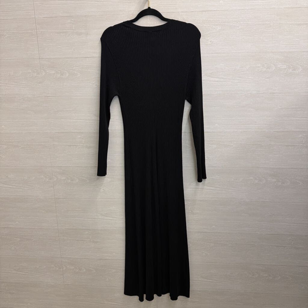 Loft Black Ribbed Knit Long Sleeve Maxi Dress Extra Large