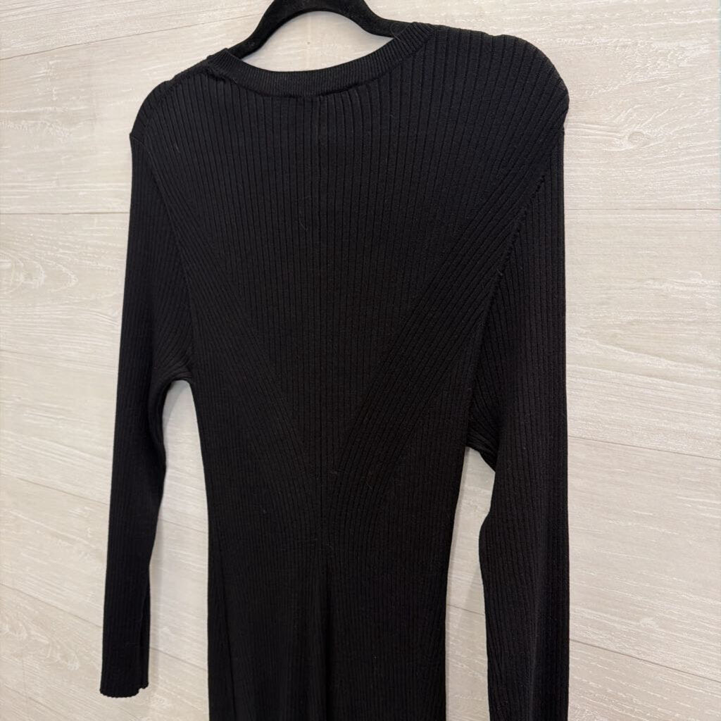 Loft Black Ribbed Knit Long Sleeve Maxi Dress Extra Large