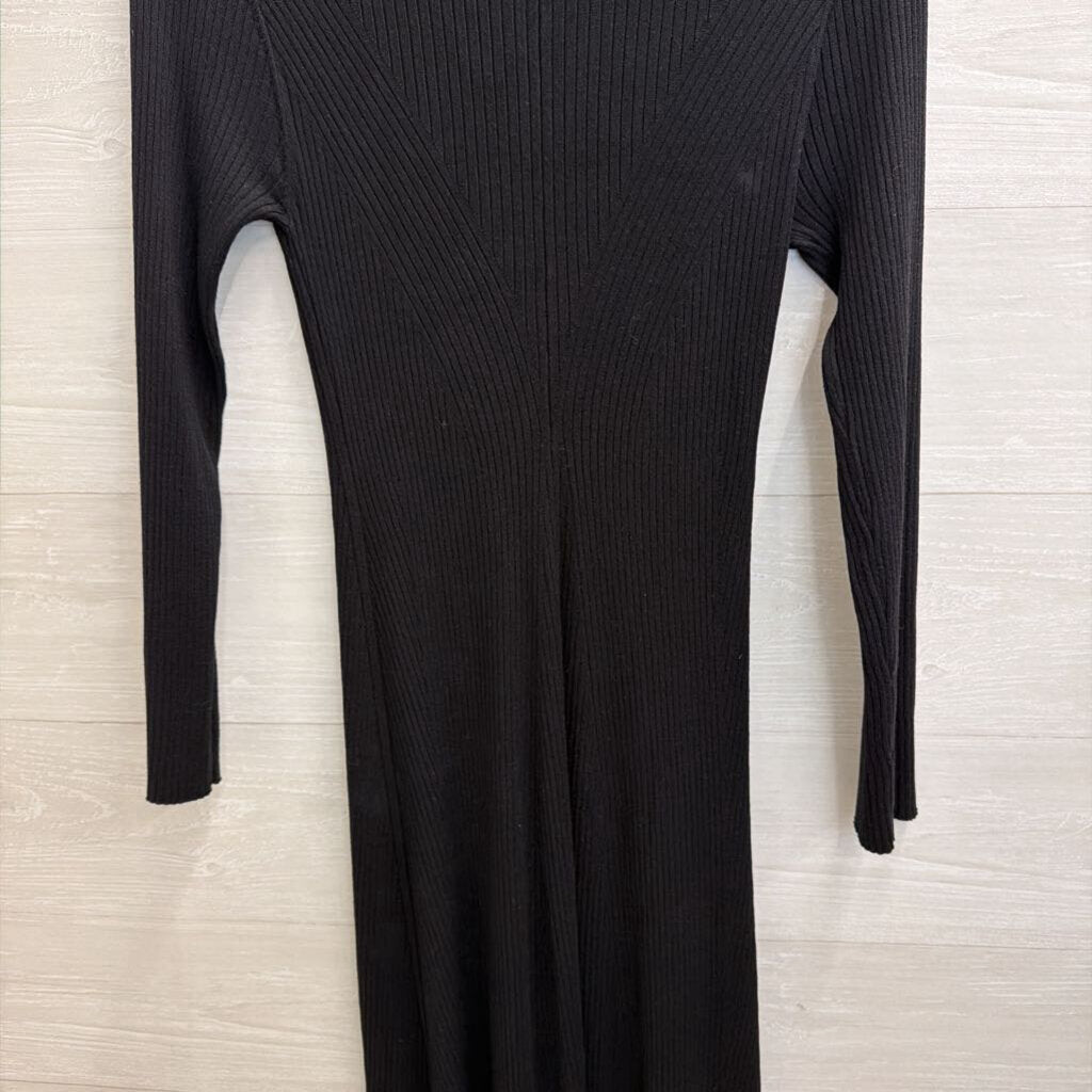 Loft Black Ribbed Knit Long Sleeve Maxi Dress Extra Large