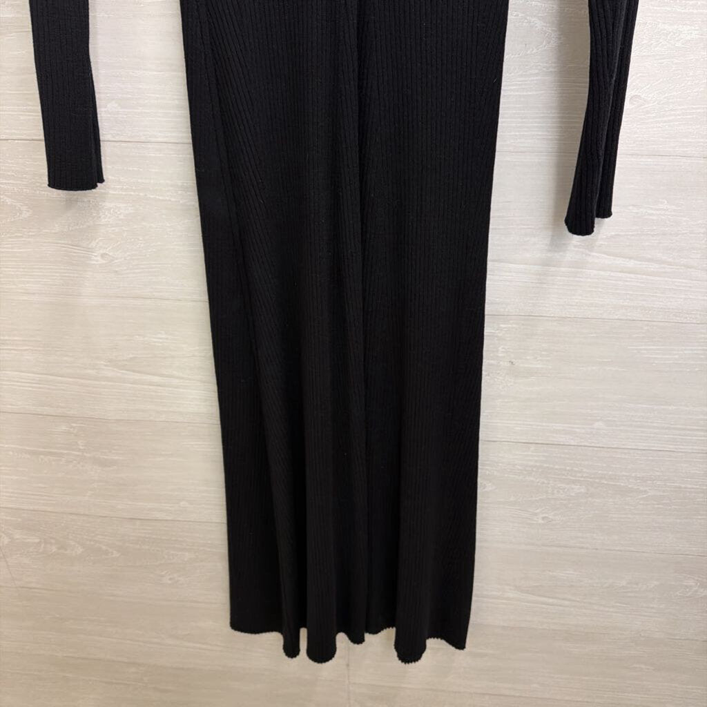 Loft Black Ribbed Knit Long Sleeve Maxi Dress Extra Large