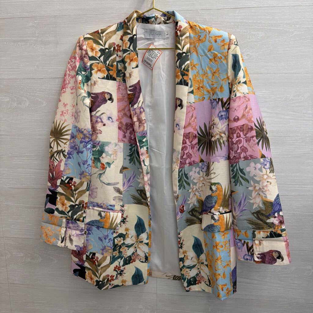 Krush Kandy Multi Color Floral Print Blazer Jacket Large