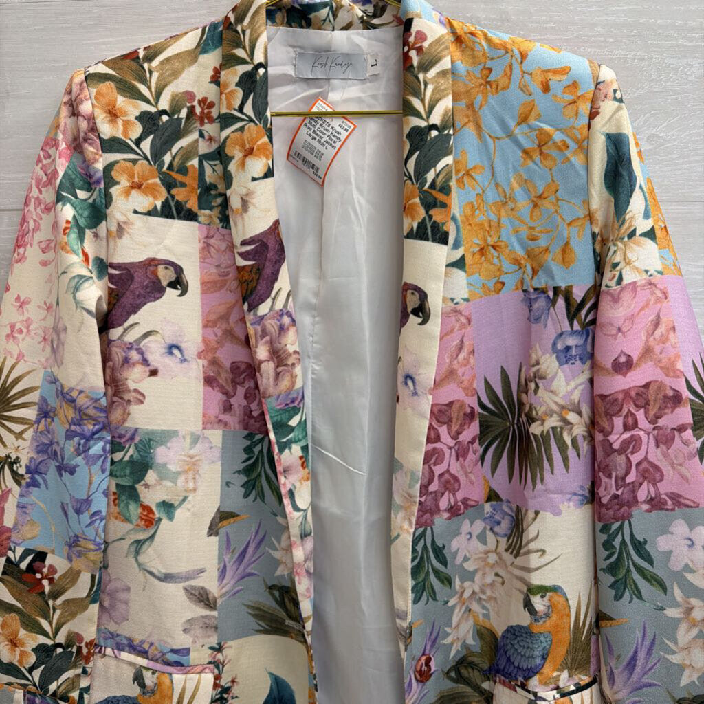 Krush Kandy Multi Color Floral Print Blazer Jacket Large