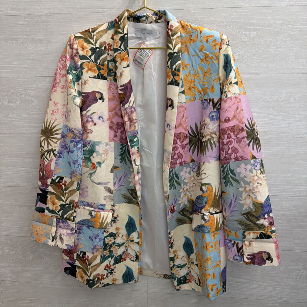 Krush Kandy Multi Color Floral Print Blazer Jacket Large