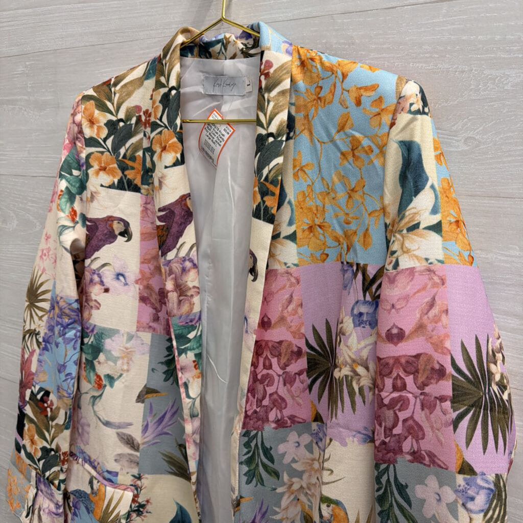Krush Kandy Multi Color Floral Print Blazer Jacket Large