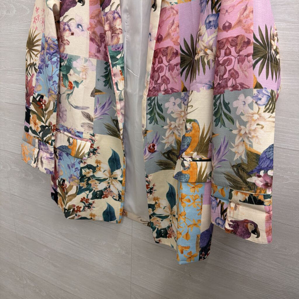 Krush Kandy Multi Color Floral Print Blazer Jacket Large