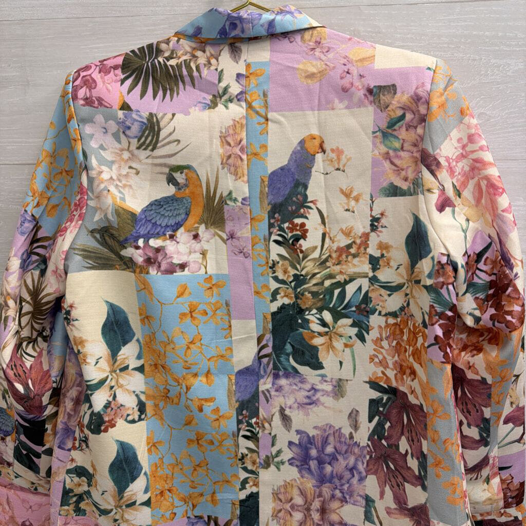 Krush Kandy Multi Color Floral Print Blazer Jacket Large